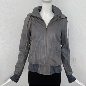 mike & chris leather hoodie jacket